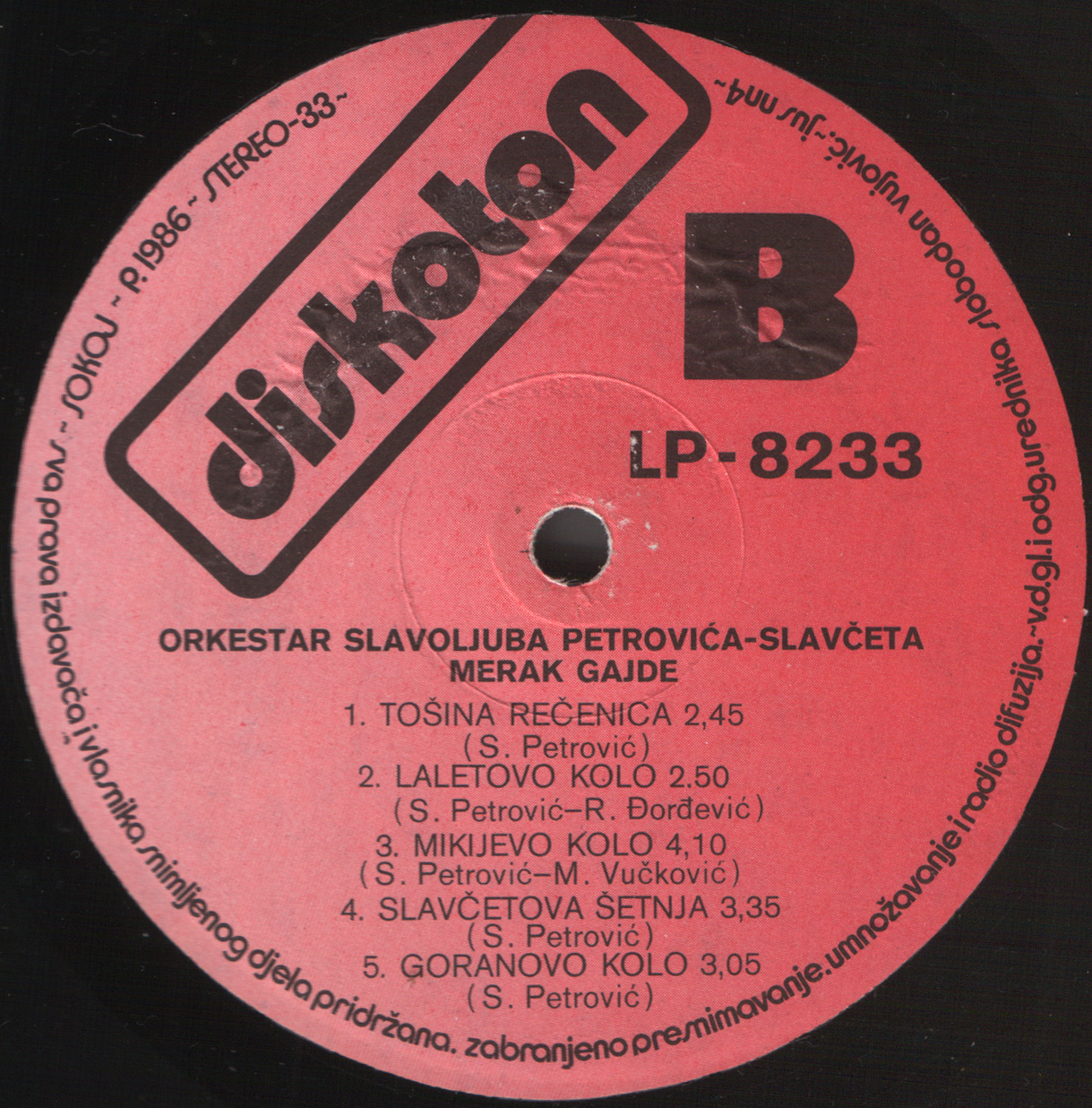 Orkestar Slavoljuba Petrovica 1986 B